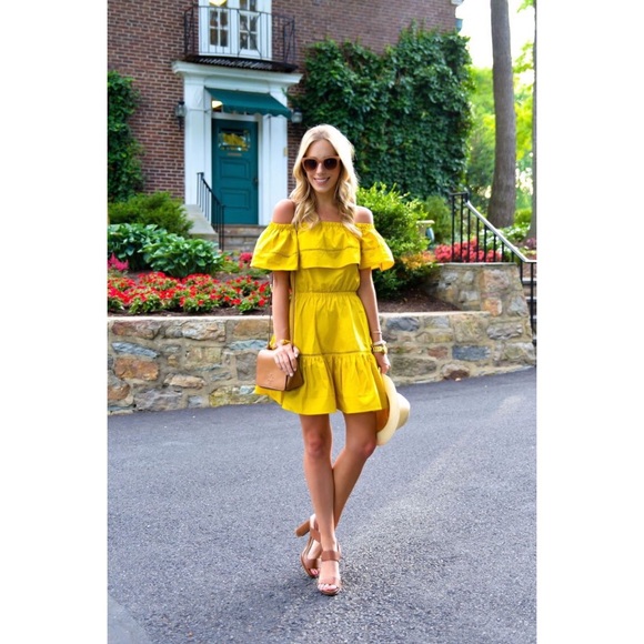 Chicwish Yellow Off the Shoulder Dress - Picture 3 of 6